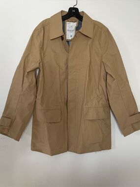 Gap Mens Beige Overcoat Mac Jacket Medium Button Up Minimalist Capsule Neutral